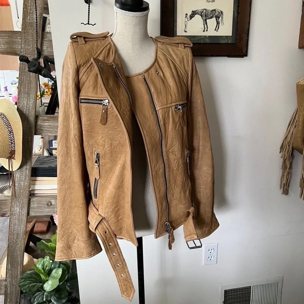 ISABEL MARANT Lambskin Leather Motorcycle Jacket M - Picture 7 of 8